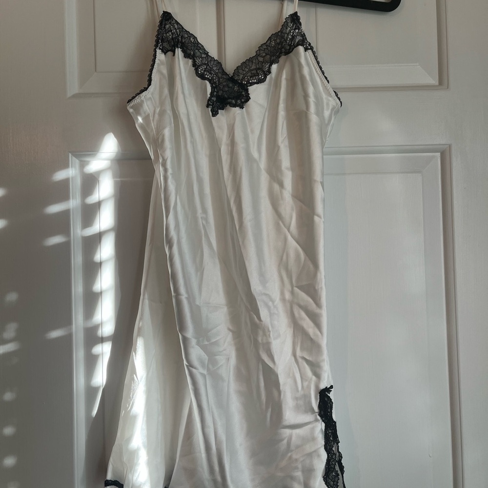 Victoria's Secret White Chemise with Black Lace